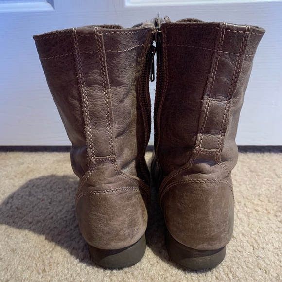 Grey leather combat boots - Picture 4 of 6